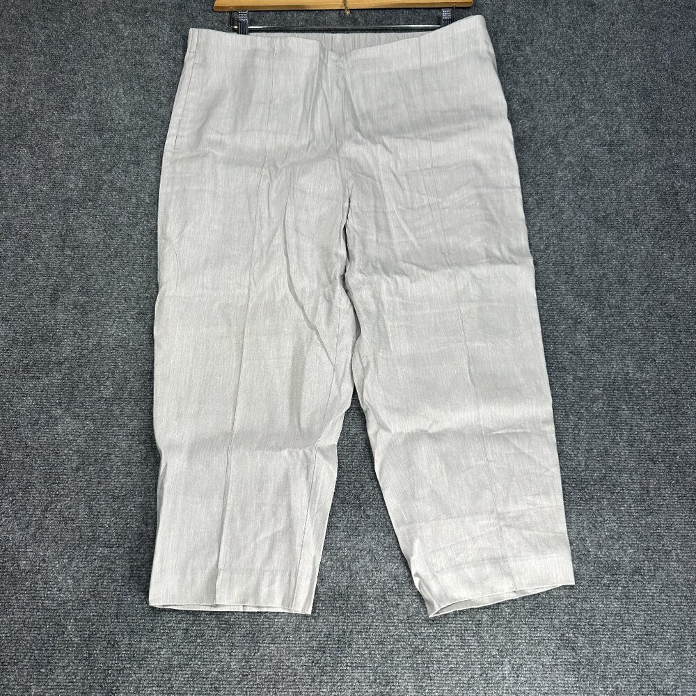 J Jill Linen Stretch Pants Womens Large Petite Beige Crop Pockets Pull On